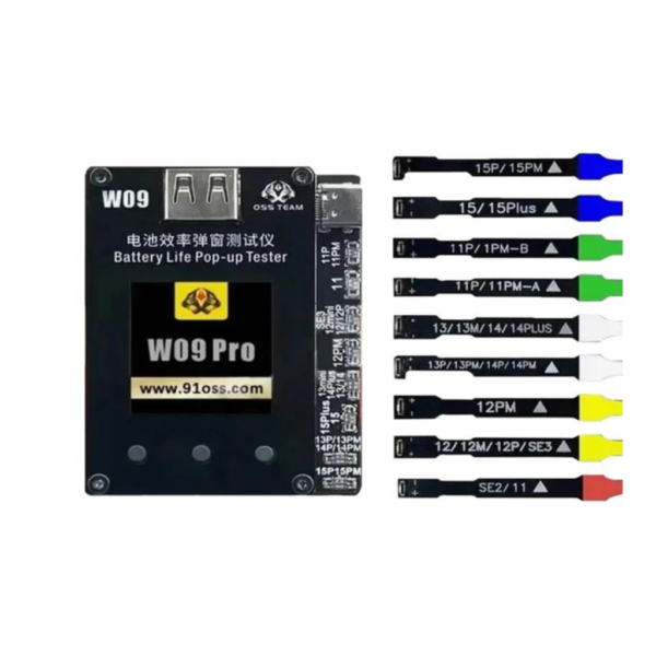 OSS TEAM W09 Pro V3 Testador de Bateria para iPhone 11 a 15 Pro Max