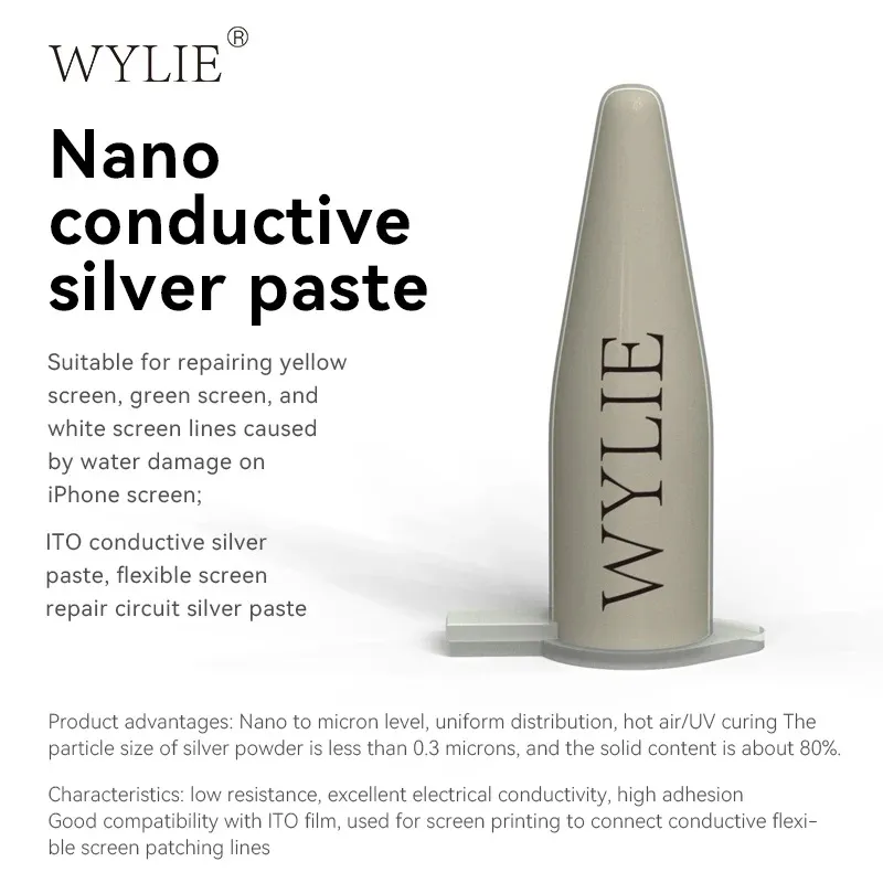 Wylie Pasta condutora de nano prata para tela de telefone, linha amarela, reparo de circuitos, causados por água, profundidade danificada